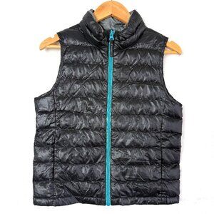 UNIQLO Unisex Kids Puffer Lightweight Full Zip Nylon Down Vest Jacket 6 7 Black